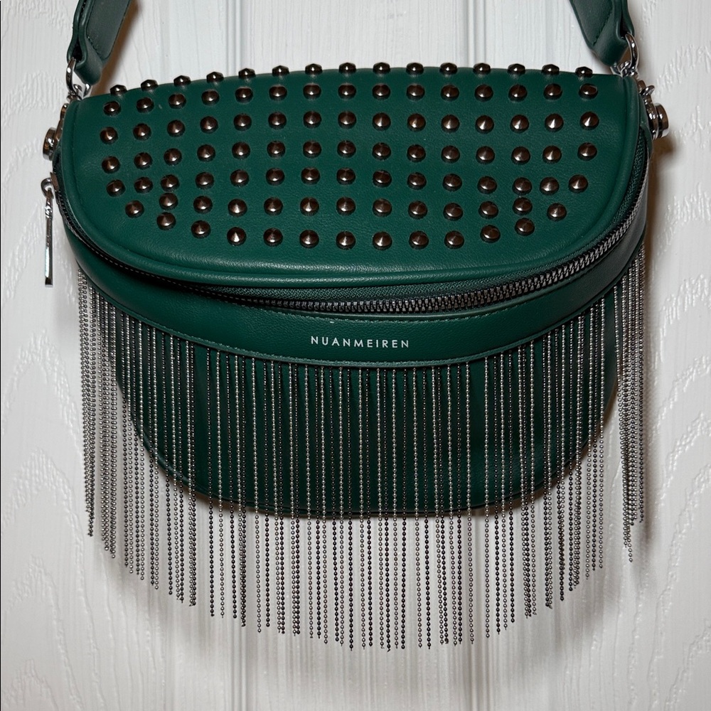 Elegant Green Studded Crossbody Bag